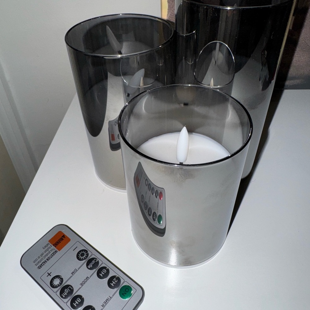 Amazon Silver and White LED Candle Set with Remote